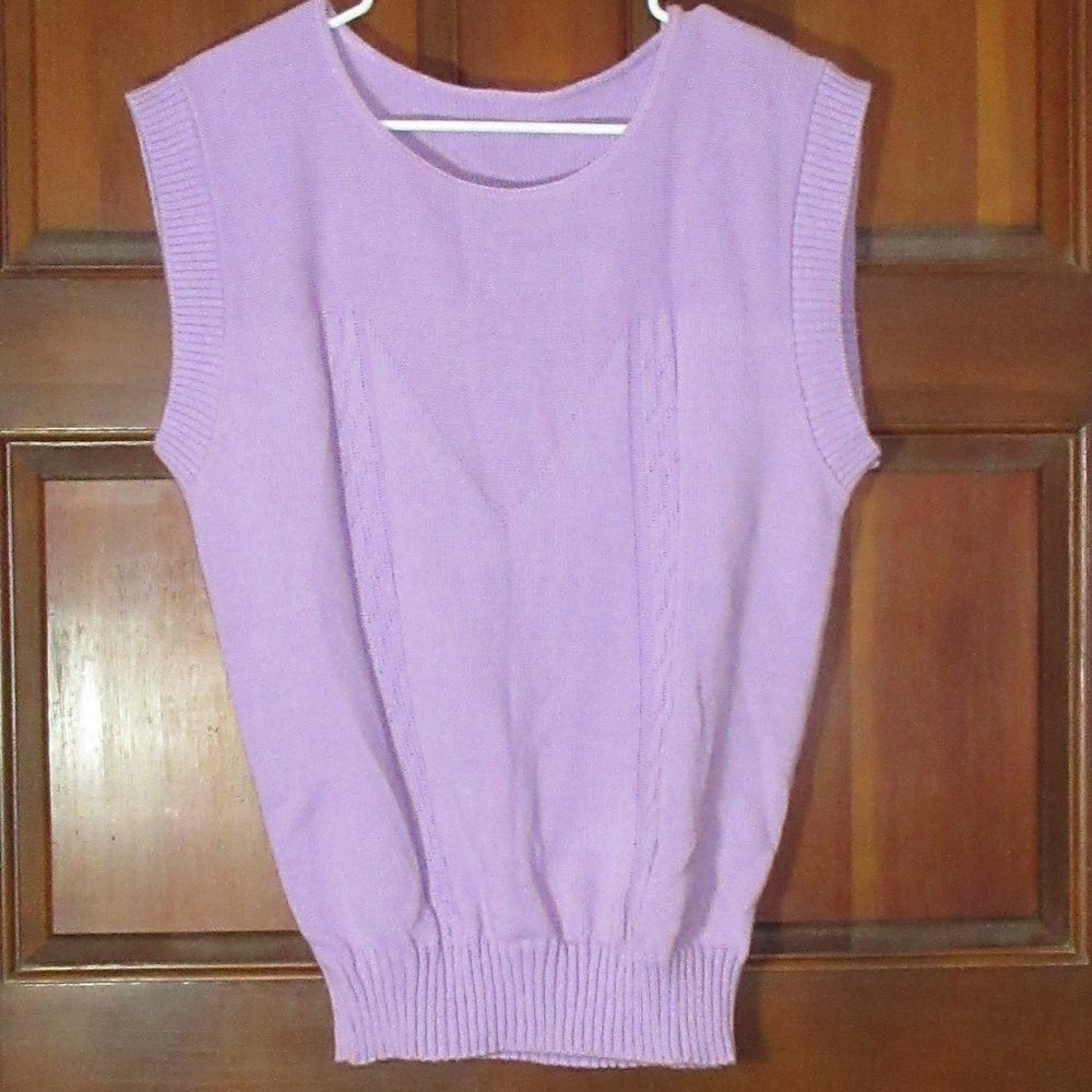 Lavender Knit Sweater Top Vest Large